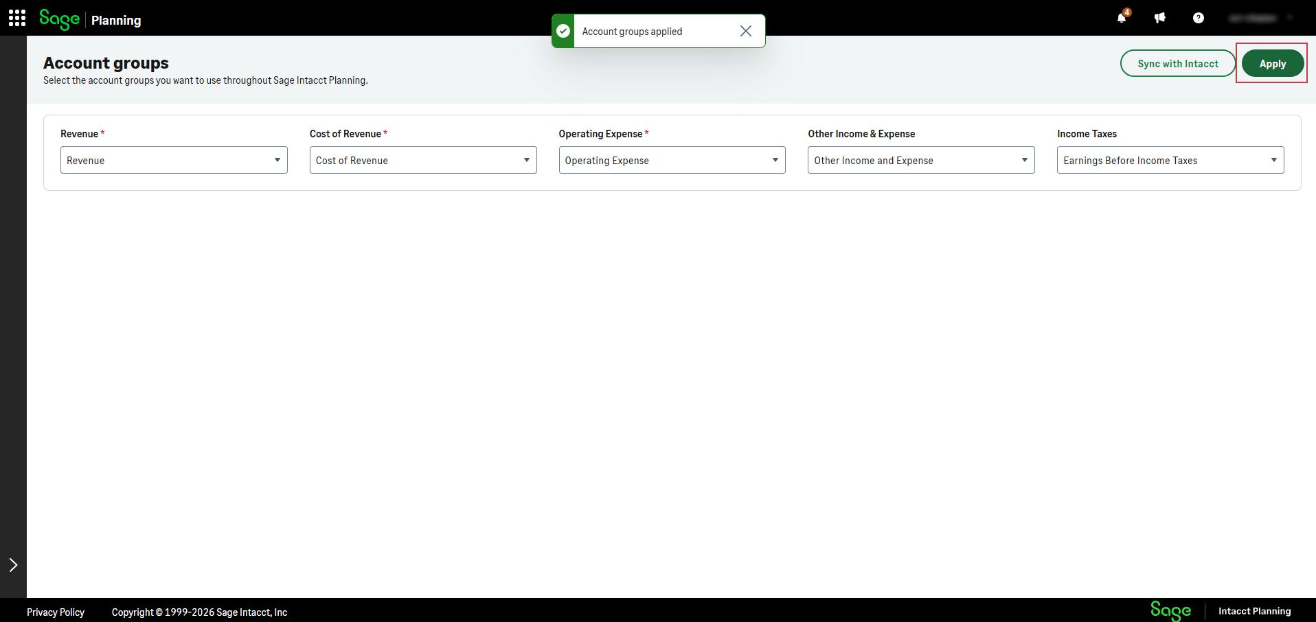 Example of applying account groups Example of applying account groups