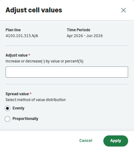 Adjust cell values