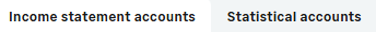 Income statement and statistical accounts tabs