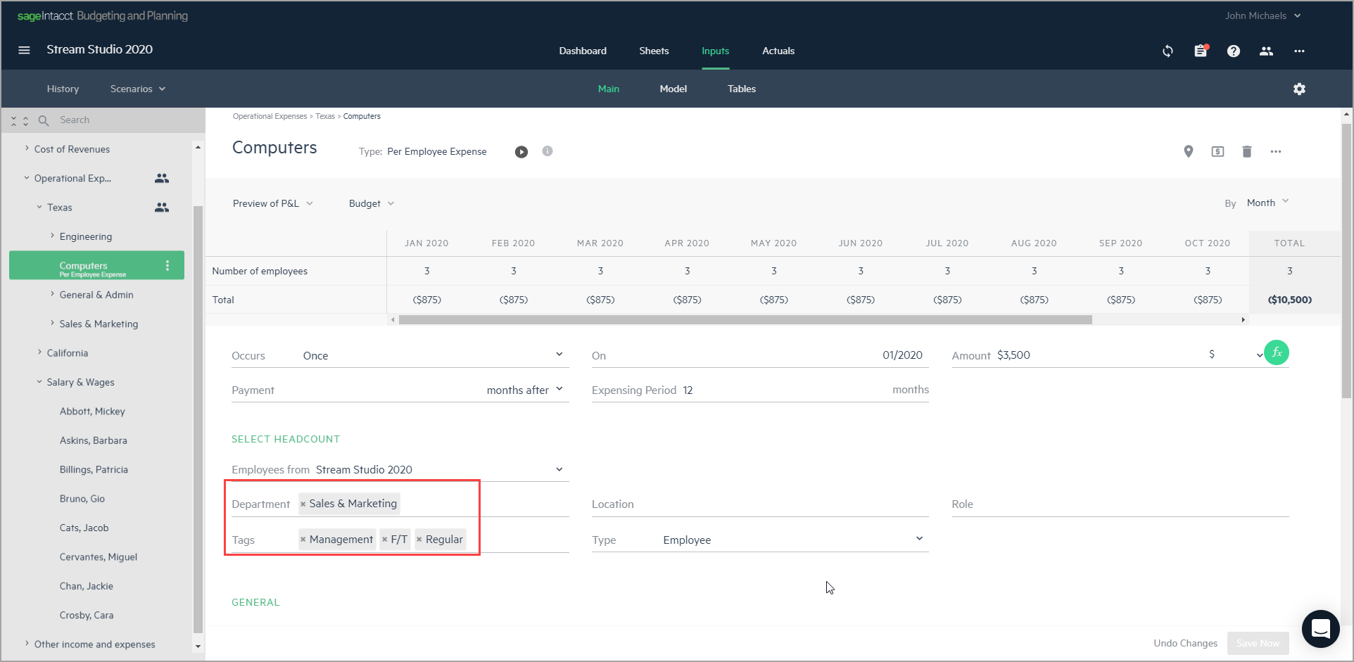 Use dimensions and tags to retrieve specific data for a budget line. 